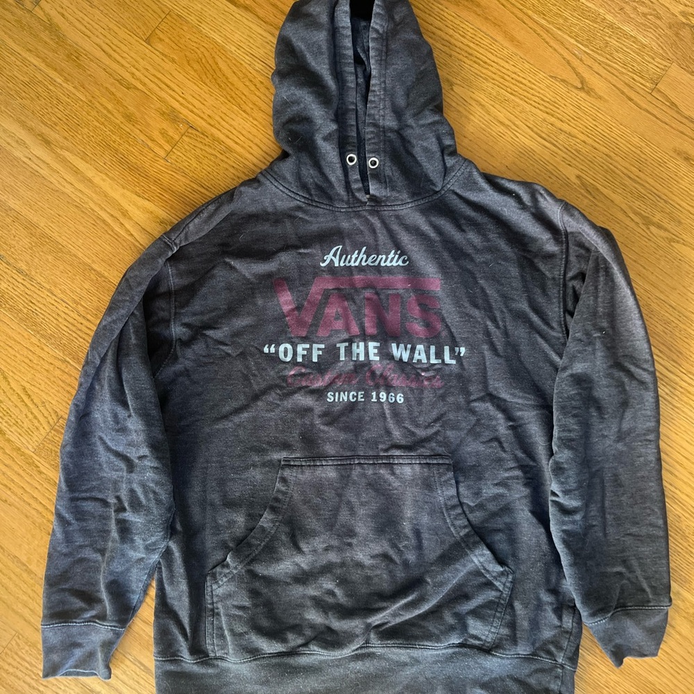 Vans Men's Charcoal Hoodie with Maroon Logo
